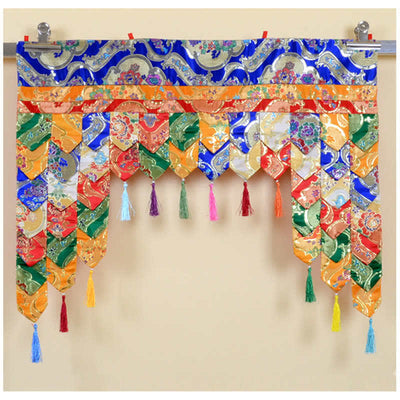Buddha Stones Tibetan Five Colors Hanging Curtain Prayer Altar Healing Meditation Curtain Prayer Altar BS 2