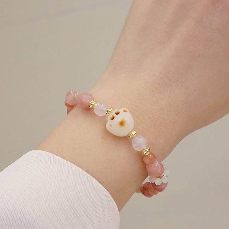 Buddha Stones Green Agate Sun Stone Cat's Eye Bodhi Seed Cat Paw Support Bracelet Bracelet BS Sun Stone&Cat's Eye
