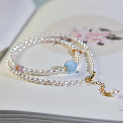 Buddha Stones 925 Sterling Silver Natural Pearl Larimar Sincerity Necklace Pendant Necklaces & Pendants BS 1