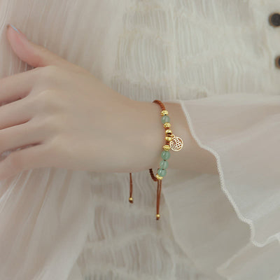 Buddha Stones Jade Beads Fu Character Blessing Rope Bracelet 6