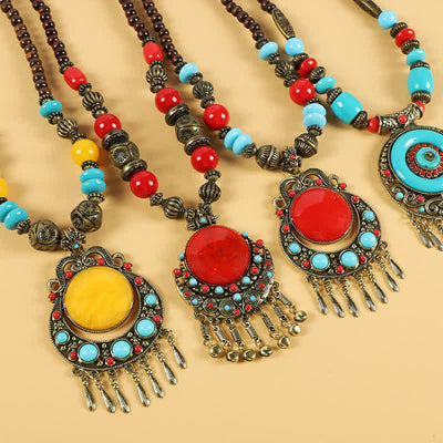 Buddha Stones Tibetan Retro Beads Tassel Hair Decoration Hair Accessories Decorations BS 1