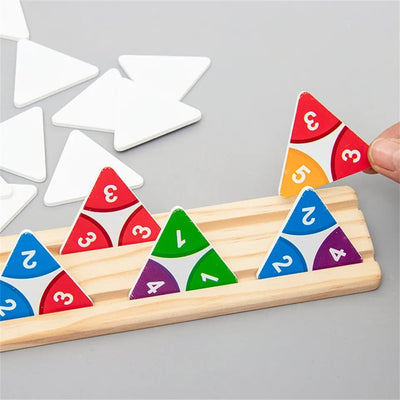 Fidtoy Triangle Numbers Wooden Jigsaw Puzzle for Kids | Wooden Number Puzzle Board Game, Parent-Child Interactive Puzzle, Spatial Reasoning, Short-Term Memory & Problem-Solving Toy Age 3+