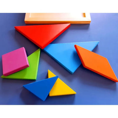 Fidtoy Wooden Tangram Intelligence Puzzle 7 Pieces, Classic Wooden Tangram Brain Teaser with 26 Challenges, Portable Shape Building Puzzle for Spatial Awareness and Problem Solving Ages 4+