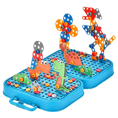 Kit creativo de dinosaurios DIY 5 en 1 con taladro eléctrico y tornillos 3D - 57A