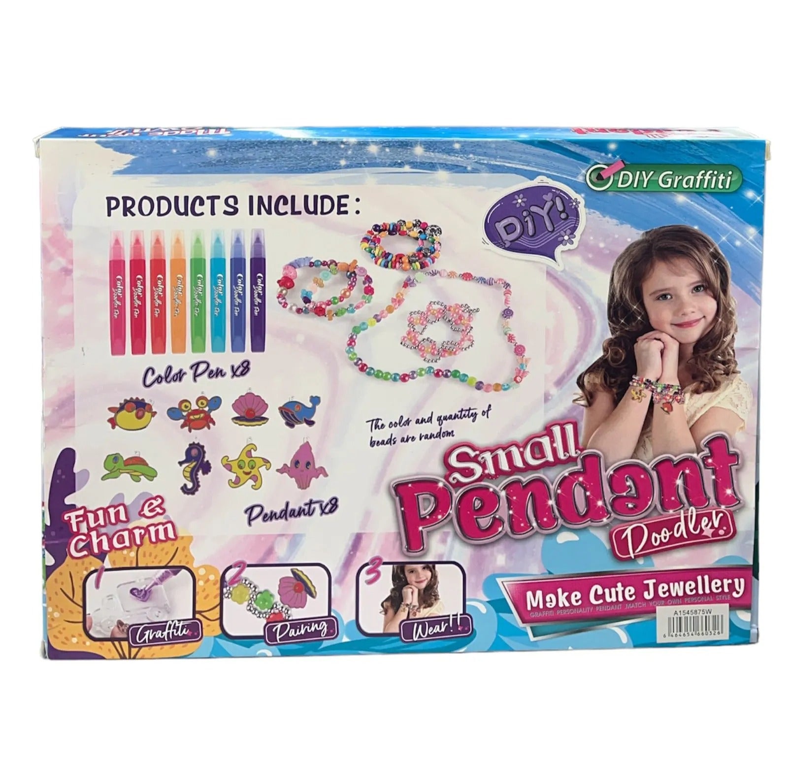 Fidtoy Make Cute Jewellery Pendant Set for Kids DIY Necklace Bracelet Craft Kit Age 6+