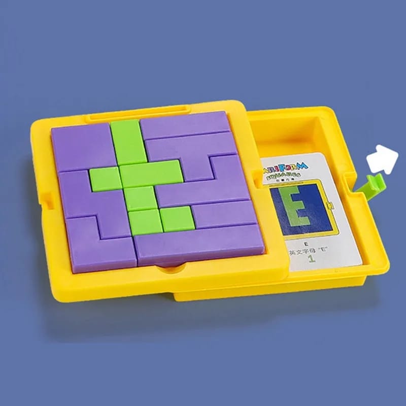Fidtoy Variform Squares Mind Pattern Puzzle for Kids | 55 Challenge Cards, 13 Plastic Logic Blocks, Color Matching, Pattern Building, Memory & Problem-Solving Game Age 5-12
