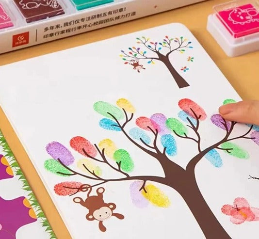 Kit de Libro de Arte para Garabatos con Pintura de Dedos Creativa DIY - 24 Colores