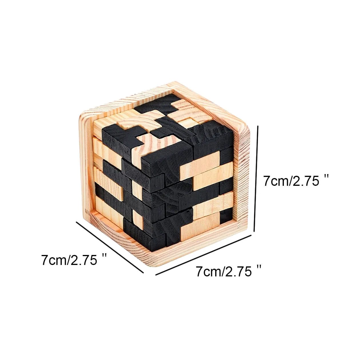 Fidtoy Wooden IQ Brain Teaser Puzzle Cube 54 Pieces 3D T Shape L Shape Logic Puzzle with Tin Box for Kids Ages 6+