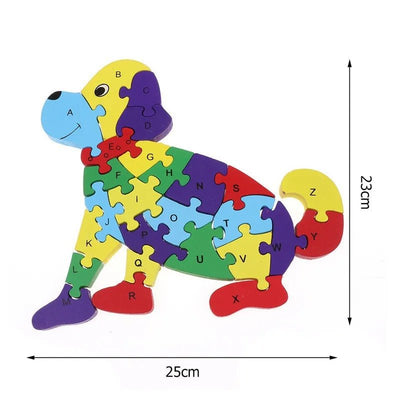 2 in 1 Animal Puzzle | Wooden Jigsaw Puzzle for Kids | Learn Alphabets and Puzzles | 1 PC