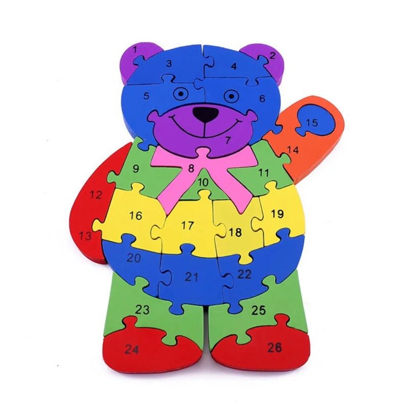 2 in 1 Animal Puzzle | Wooden Jigsaw Puzzle for Kids | Learn Alphabets and Puzzles | 1 PC