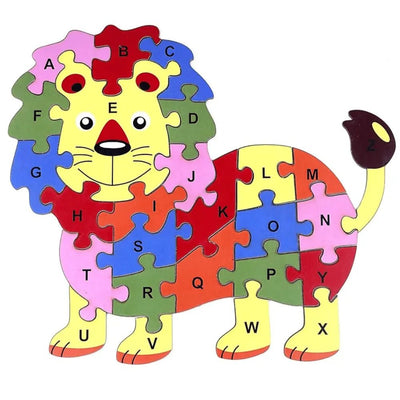 2 in 1 Animal Puzzle | Wooden Jigsaw Puzzle for Kids | Learn Alphabets and Puzzles | 1 PC