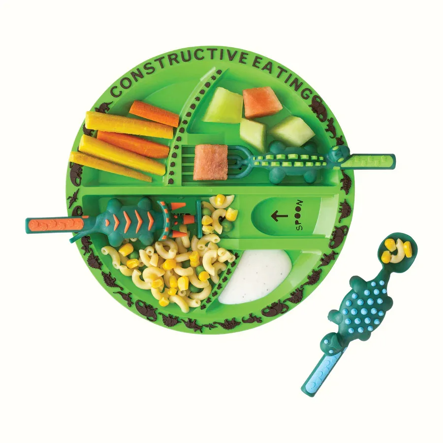 DinoBite Kids' Dinosaur Plate and Utensil Set