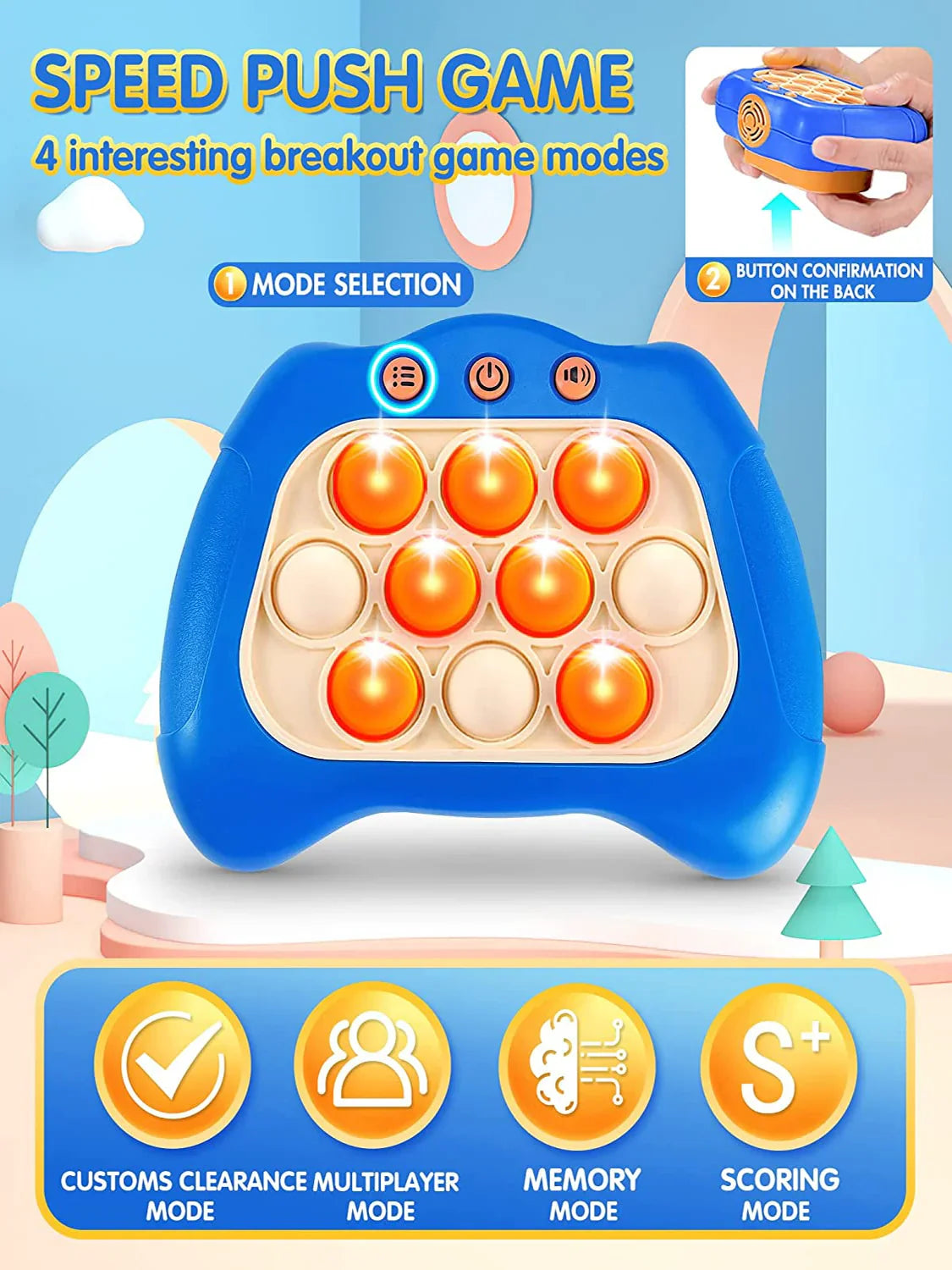Fidtoy Pop It Game Console – Handheld Light Up Sensory Toy for Kids 3+