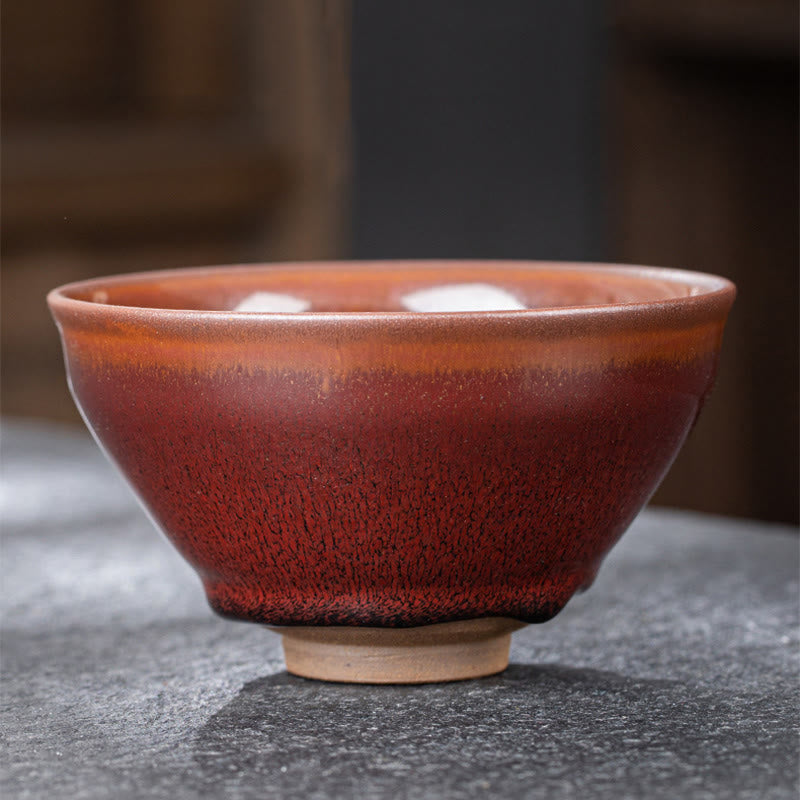 Buddha Stones Vintage Red Brown Chinese Jianzhan Porcelain Teacup Kung Fu Tea Cup Jian Zhan Tea Cup BS 2