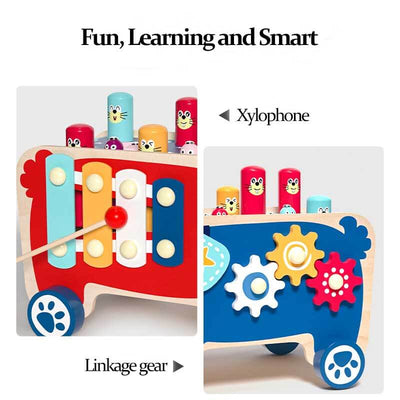 Fidtoy 5-in-1 Wooden Hammer Activity Toy for Toddlers | Hand-Eye Coordination & Cognitive Skills