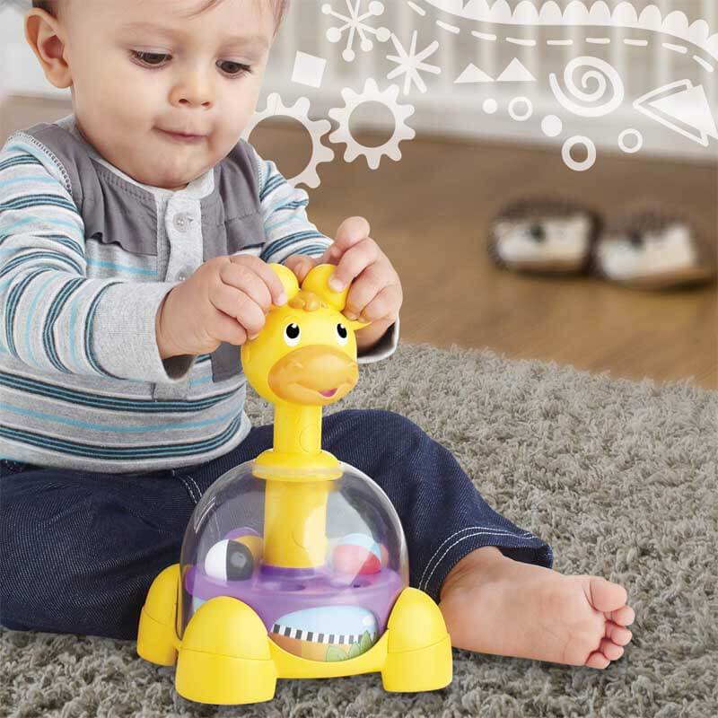 Fidtoy Jirafa de juguete giratorio y saltarín para niños pequeños | Coordinación educativa mano-ojo | Juego silencioso y aprendizaje sensorial
