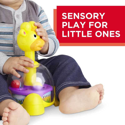 Fidtoy Jirafa de juguete giratorio y saltarín para niños pequeños | Coordinación educativa mano-ojo | Juego silencioso y aprendizaje sensorial