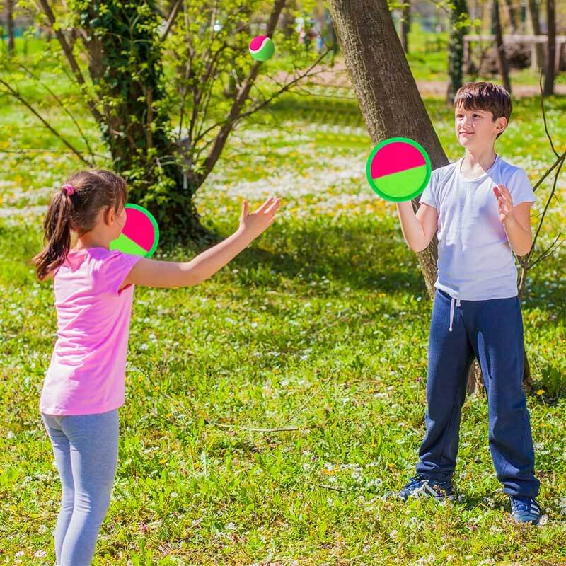 Fidtoy Outdoor Toss and Catch Ball Set - Fun Family Play-6 Paddles 3 Balls