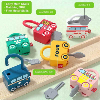 Fidtoy Montessori: Coches de juguete de emparejamiento de números para niños pequeños, juguete de aprendizaje para tiempo de tranquilidad para niños de 1, 2 y 3 años, juego de conteo para viajar, juguete educativo para habilidades motoras finas