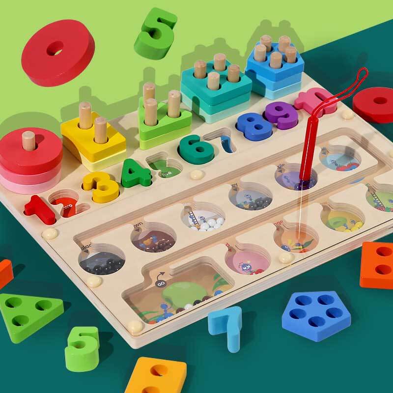Fidtoy Montessori Magnetic Color Number Maze Toy for Toddlers Fine Motor Skills Learning Board Counting Sorting Educational Toy Travel Quiet Activity