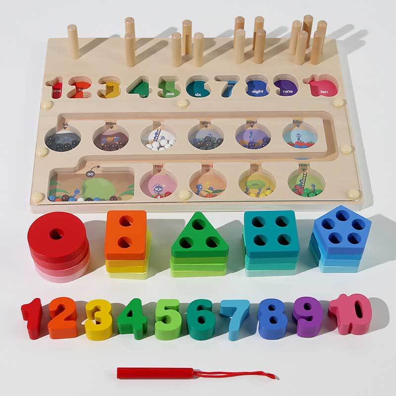 Fidtoy Montessori Magnetic Color Number Maze Toy for Toddlers Fine Motor Skills Learning Board Counting Sorting Educational Toy Travel Quiet Activity