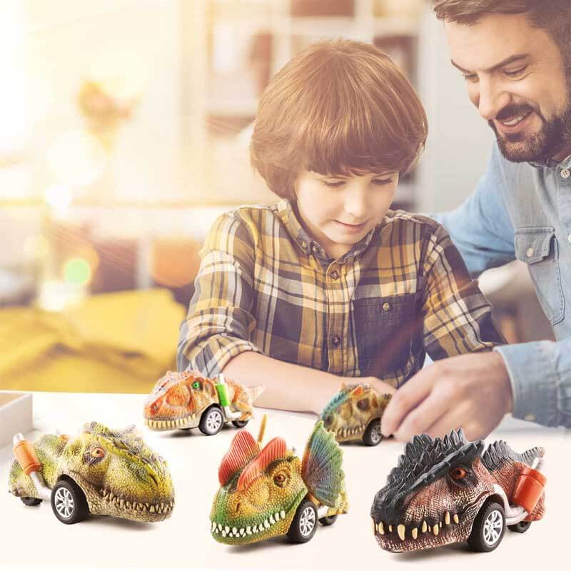 Fidtoy Dinosaur Toy Cars for Kids Pull Back Car Toy Set Racing Toys for 3 4 5 Year Old Boys Toddlers Dinosaur Playset Gift