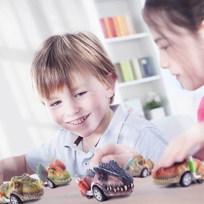 Fidtoy Dinosaur Toy Cars for Kids Pull Back Car Toy Set Racing Toys for 3 4 5 Year Old Boys Toddlers Dinosaur Playset Gift