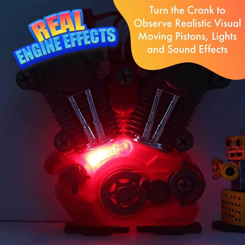 Moteur de moto Fidtoy à construire avec sons et lumières pour enfants