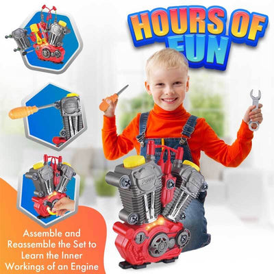 Moteur de moto Fidtoy à construire avec sons et lumières pour enfants