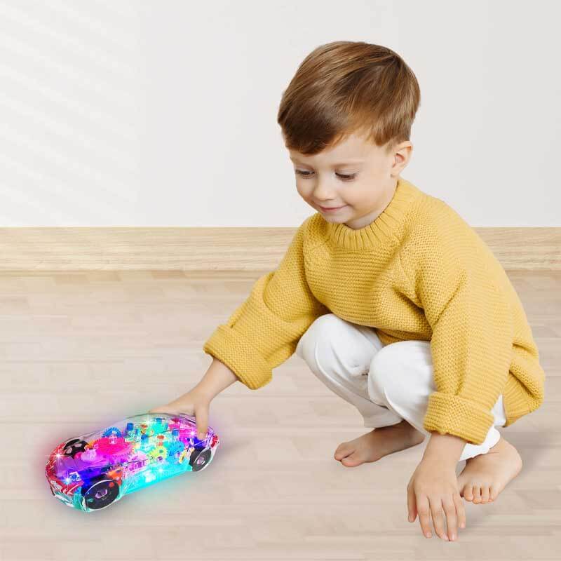 Coche acrobático musical interactivo Fidtoy BrightDrive Bump & Go con movimiento autónomo para niños pequeños