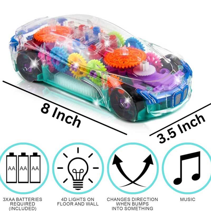 Coche acrobático musical interactivo Fidtoy BrightDrive Bump & Go con movimiento autónomo para niños pequeños