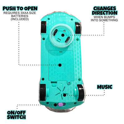 Coche acrobático musical interactivo Fidtoy BrightDrive Bump & Go con movimiento autónomo para niños pequeños