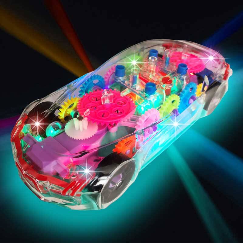 Coche acrobático musical interactivo Fidtoy BrightDrive Bump & Go con movimiento autónomo para niños pequeños