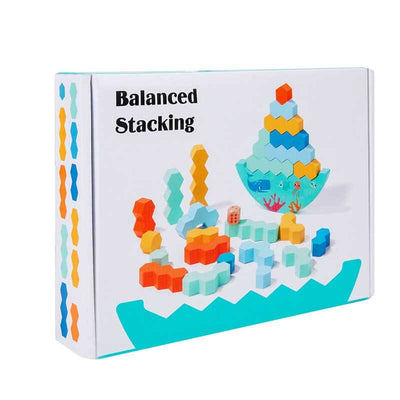 Fidtoy Balance Stacking Board Game Wooden Blocks with Dice