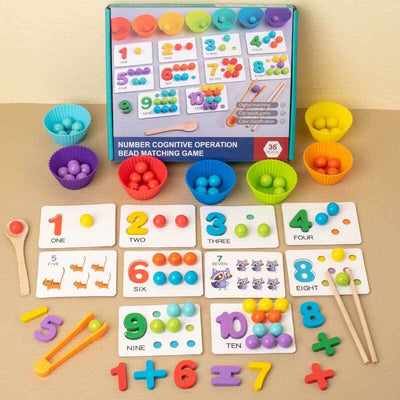 Fidtoy Montessori Number Cognitive Operation Bead Matching Game | Early Math Learning Toy for Toddlers