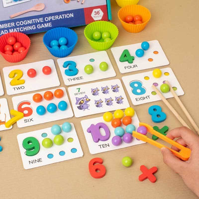 Fidtoy Montessori Number Cognitive Operation Bead Matching Game | Early Math Learning Toy for Toddlers
