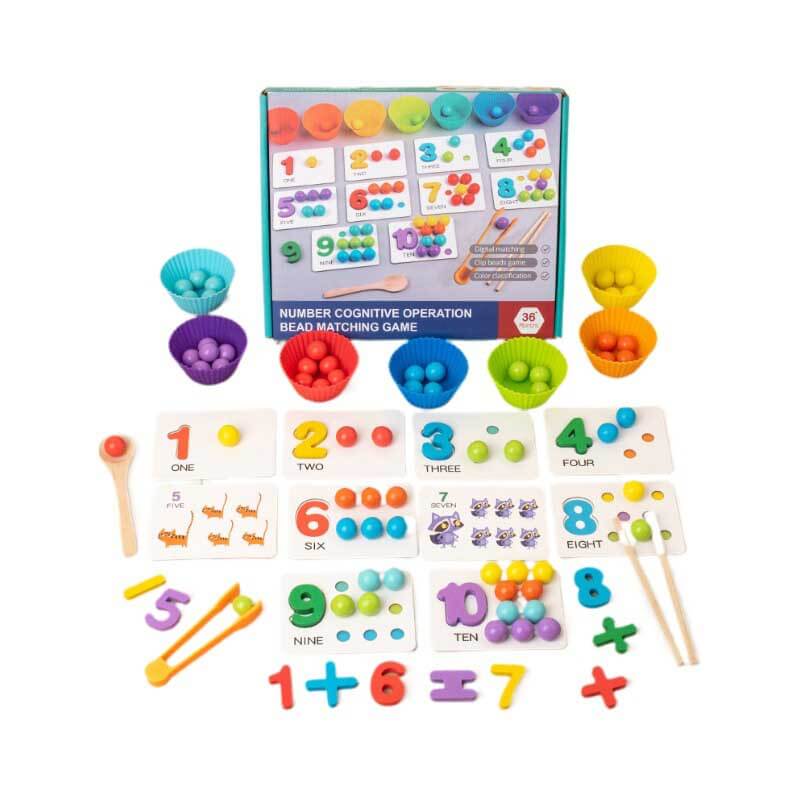 Fidtoy Montessori Number Cognitive Operation Bead Matching Game | Early Math Learning Toy for Toddlers