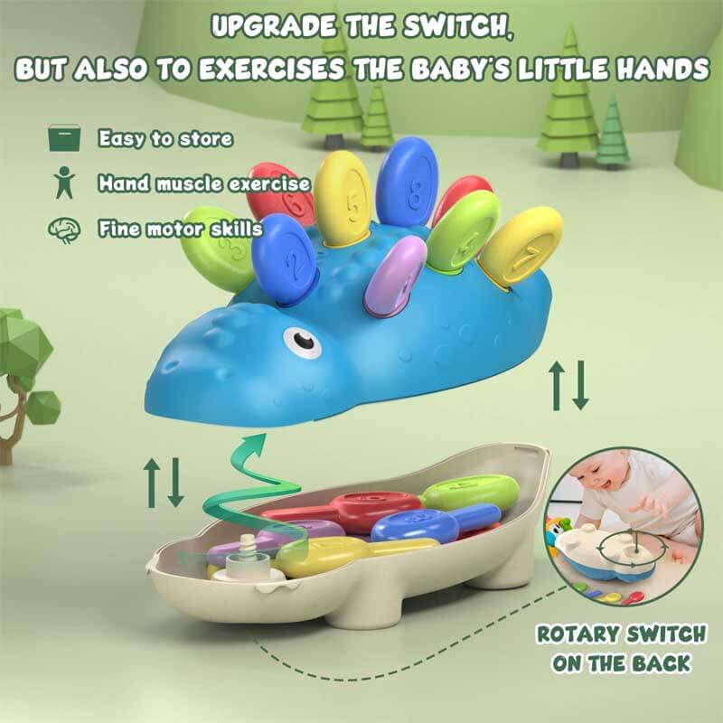 Fidtoy Jouet à chevilles dinosaure Montessori pour tout-petits – Jouet éducatif pour la motricité fine et l'apprentissage précoce