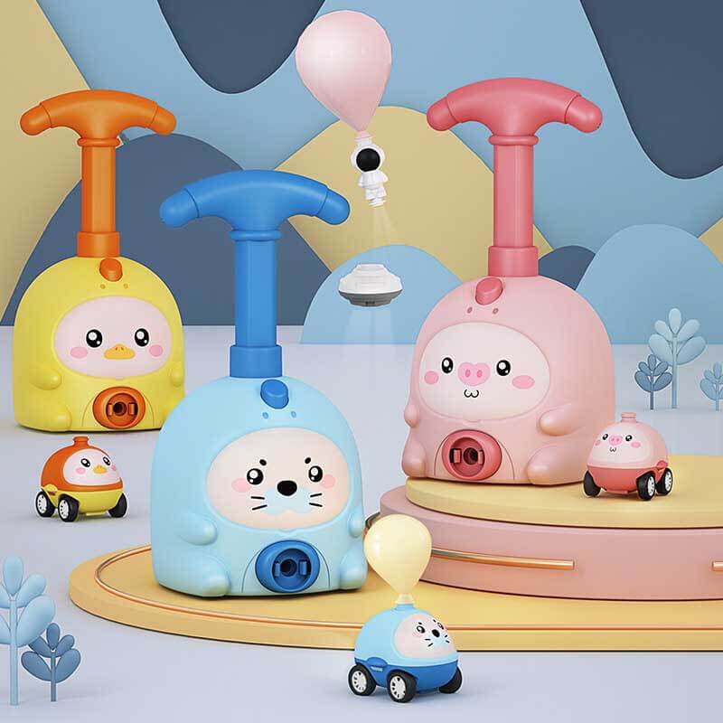 Fidtoy Balloon-Powered Car Toy for Toddlers 1-5 | STEM Learning & Dual-Mode Racing and Flying