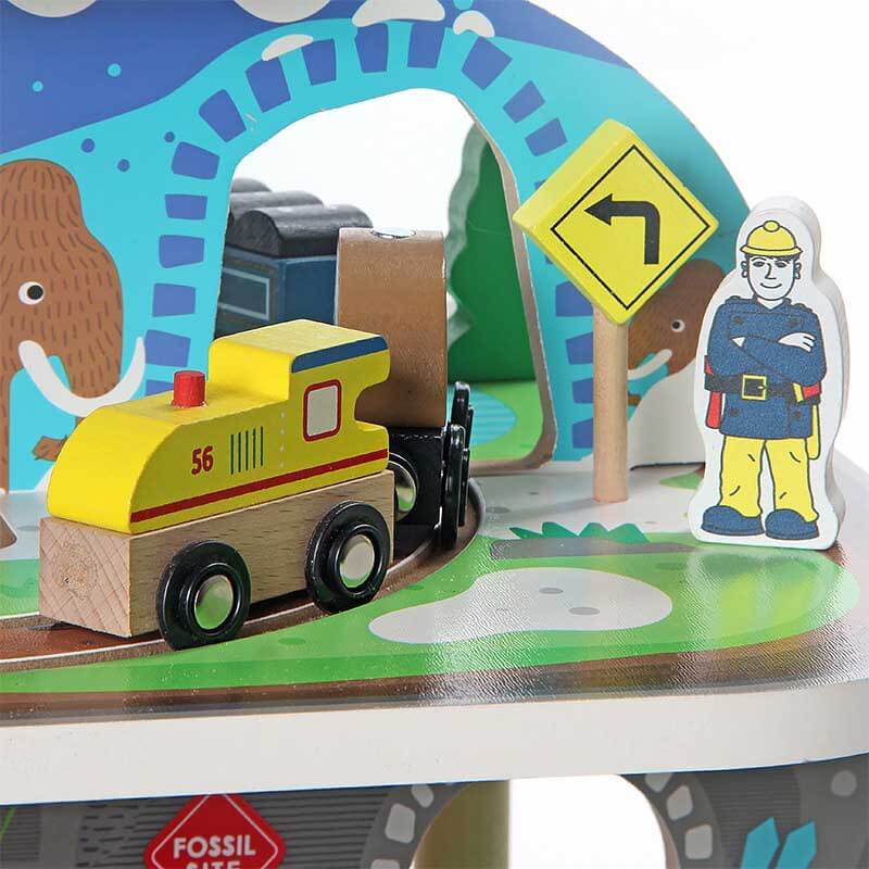 Juego de tren de dinosaurios Fidtoy, juego de 5 piezas con tren móvil y dinosaurios
