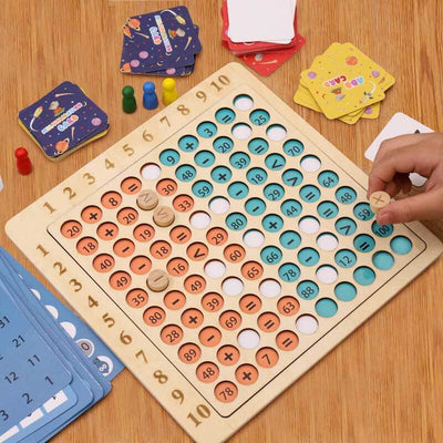 Tablette en bois Fidtoy pour la multiplication et l'addition – Jouet éducatif Montessori pour enfants de 3 ans et plus