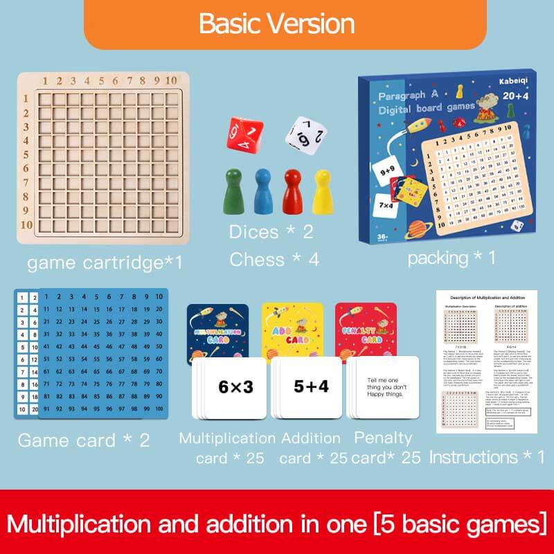 Tablette en bois Fidtoy pour la multiplication et l'addition – Jouet éducatif Montessori pour enfants de 3 ans et plus