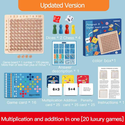 Tablette en bois Fidtoy pour la multiplication et l'addition – Jouet éducatif Montessori pour enfants de 3 ans et plus