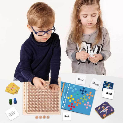 Tablette en bois Fidtoy pour la multiplication et l'addition – Jouet éducatif Montessori pour enfants de 3 ans et plus