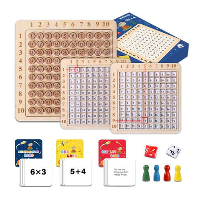 Tablette en bois Fidtoy pour la multiplication et l'addition – Jouet éducatif Montessori pour enfants de 3 ans et plus
