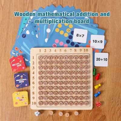 Tablette en bois Fidtoy pour la multiplication et l'addition – Jouet éducatif Montessori pour enfants de 3 ans et plus