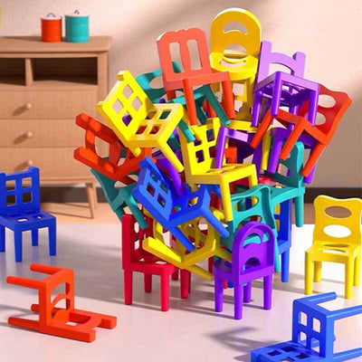 Fidtoy 96 Pcs Jeu de Chaises Empilables pour Enfants | Coordination Œil-Main & Motricité Fine