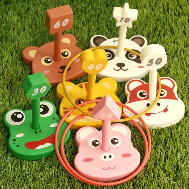 Fidtoy 42 PCS Jeu de lancer d'anneaux et de sacs de haricots pour enfants 3+ | Jouet d'apprentissage pour la coordination œil-main et le calcul