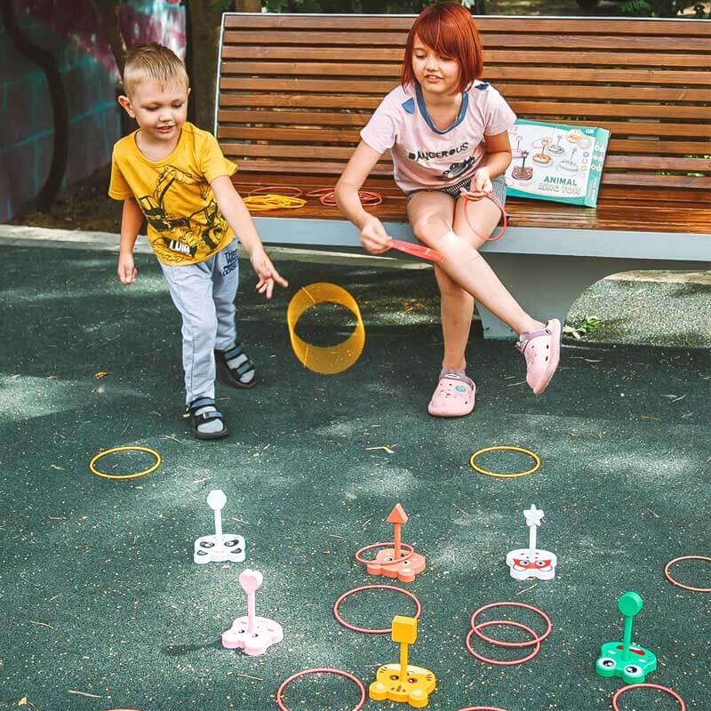 Fidtoy 42 PCS Jeu de lancer d'anneaux et de sacs de haricots pour enfants 3+ | Jouet d'apprentissage pour la coordination œil-main et le calcul