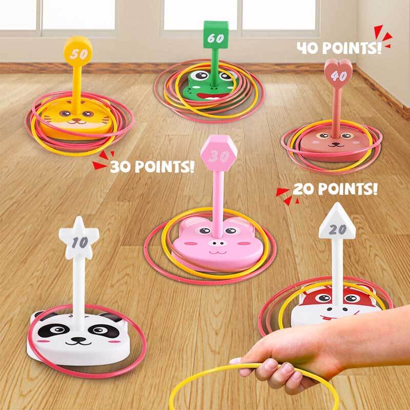 Fidtoy 42 PCS Jeu de lancer d'anneaux et de sacs de haricots pour enfants 3+ | Jouet d'apprentissage pour la coordination œil-main et le calcul
